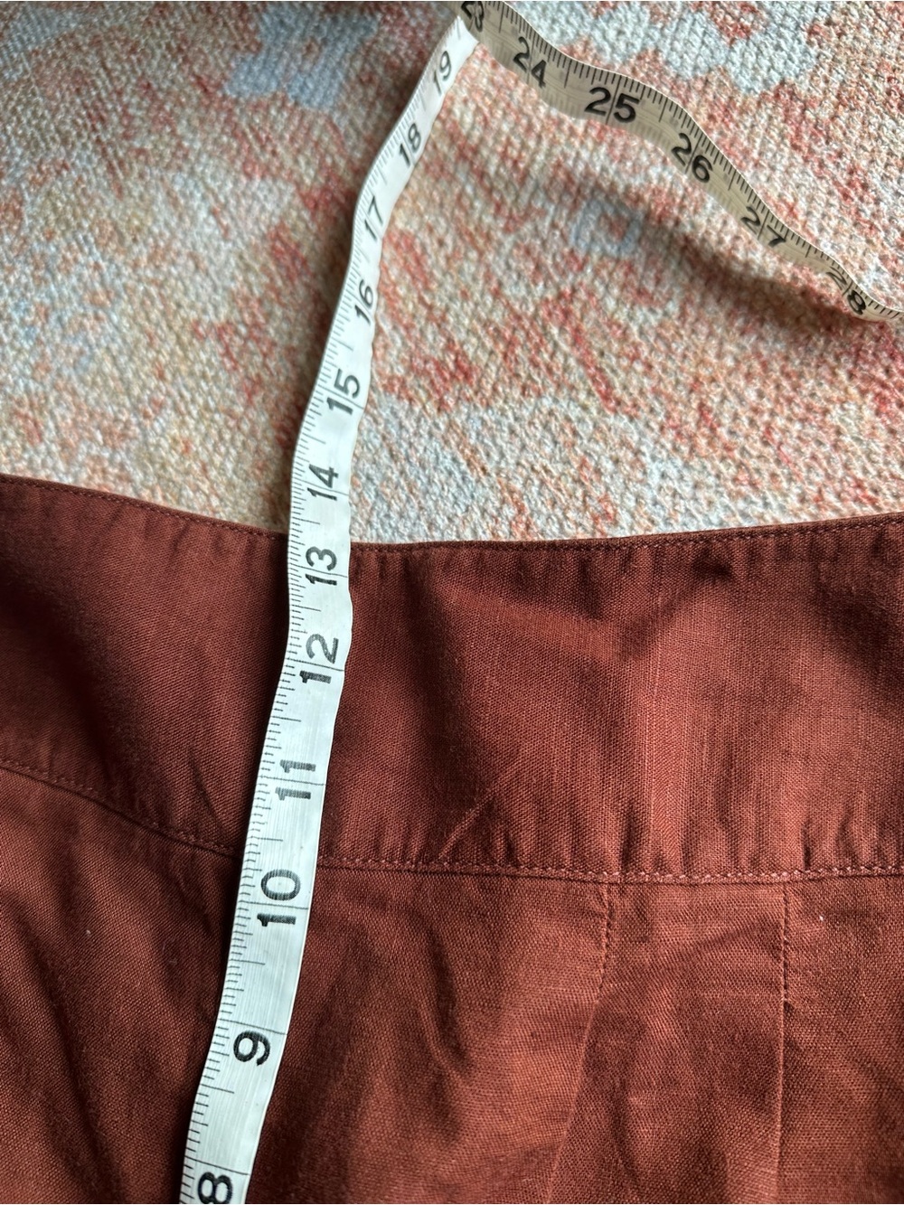 Anthropologie linen cotton blend wide leg pants rust brown size US 2 - Picture 9 of 10